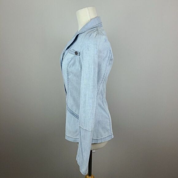 guess Light Wash Denim Jacket Blazer Small - Picture 8 of 16